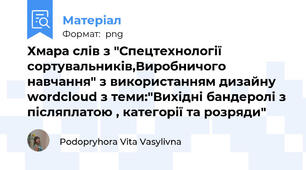 Хмара слів з "Спецтехнології сортувальників,Виробничого навчання" з використанням дизайну wordcloud з теми:"Вихідні бандеролі з післяплатою , категорії та розряди"