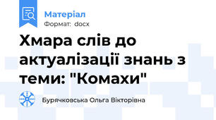 Хмара слів до актуалізації знань з теми: "Комахи"