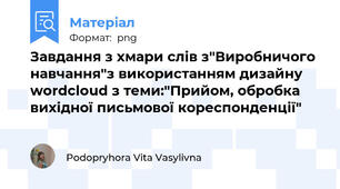 Завдання з хмари слів з"Виробничого навчання"з використанням дизайну wordcloud з теми:"Прийом, обробка вихідної письмової кореспонденції"
