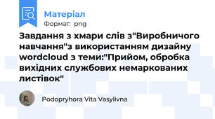 Завдання з хмари слів з"Виробничого навчання"з використанням дизайну wordcloud з теми:"Прийом, обробка вихідних службових немаркованих листівок"