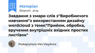 Завдання з хмари слів з"Виробничого навчання"з використанням дизайну wordcloud з теми:"Прийом, обробка, вручення внутрішніх вхідних простих листівок"