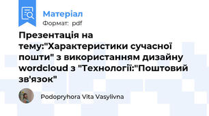 Презентація на тему:"Характеристики сучасної пошти" з використанням дизайну wordcloud з "Технології:"Поштовий зв'язок"