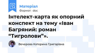 Інтелект-карта як опорний конспект на тему «Іван Багряний: роман “Тигролови”».