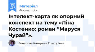 Інтелект-карта як опорний конспект на тему «Ліна Костенко: роман “Маруся Чурай”».
