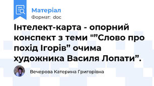 Інтелект-карта - опорний конспект з теми "”Слово про похід Ігорів” очима художника Василя Лопати”.