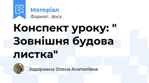 Конспект уроку: " Зовнішня будова листка"