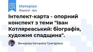 Інтелект-карта - опорний конспект з теми "Іван Котляревський: біографія, художня спадщина".