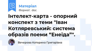 Інтелект-карта - опорний конспект з теми "Іван Котляревський: система образів поеми “Енеїда”".