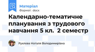Календарно-тематичне планування з трудового навчання 5 кл.  2 семестр