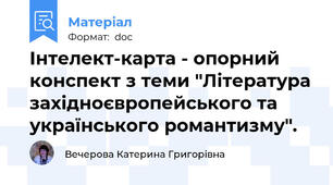 Інтелект-карта - опорний конспект з теми "Література західноєвропейського та українського романтизму".