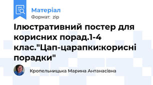 Ілюстративний постер для корисних порад.1-4 клас."Цап-царапки:корисні порадки"
