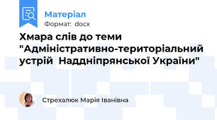 Хмара слів до теми "Адміністративно-територіальний устрій  Наддніпрянської України"