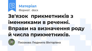 Зв'язок  прикметників з іменниками в реченні. Вправи на визначення роду й числа прикметників.
