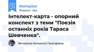 Інтелект-карта - опорний конспект з теми "Поезія останніх років Тараса Шевченка".