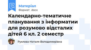Календарно-тематичне планування з інформатии для розумово відсталих дітей 6 кл. 2 семестр