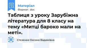 Таблиця з уроку Зарубіжна література для 8 класу на тему «Митці бароко мали на меті».