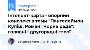 Інтелект-карта - опорний конспект з теми "Пантелеймон Куліш. Роман "Чорна рада": головні і другорядні герої".