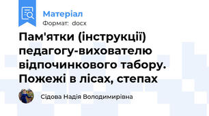 Пам'ятки (інструкції) педагогу-вихователю відпочинкового табору. Пожежі в лісах, степах