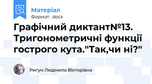 Графічний диктант№13. Тригонометричні функції гострого кута."Так,чи ні?"