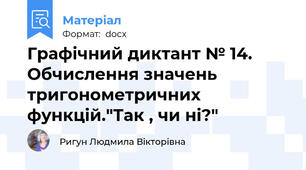 Графічний диктант № 14. Обчислення значень тригонометричних функцій."Так , чи ні?"
