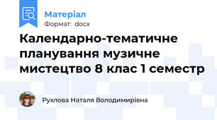 Календарно-тематичне планування музичне мистецтво 8 клас 1 семестр