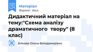 Дидактичний матеріал на тему:"Схема аналізу  драматичного  твору" (8 клас)