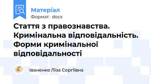 Стаття з правознавства. Кримінальна відповідальність. Форми кримінальної відповідальності