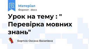 Урок на тему : " Перевірка мовних знань"