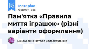 Пам'ятка «Правила миття іграшок» (різні варіанти оформлення)