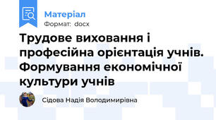 Трудове виховання і професійна орієнтація учнів. Формування економічної культури учнів