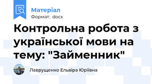 Контрольна робота з української мови на тему: "Займенник"