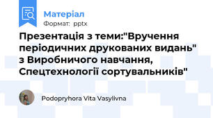 Презентація з теми:"Вручення періодичних друкованих видань" з Виробничого навчання, Спецтехнології сортувальників"
