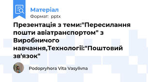 Презентація з теми:"Пересилання пошти авіатранспортом" з Виробничого навчання,Технології:"Поштовий зв'язок"