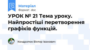 УРОК № 21 Тема уроку. Найпростіші перетворення графіків функцій.