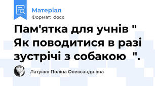 Пам'ятка для учнів " Як поводитися в разі зустрічі з собакою  ".