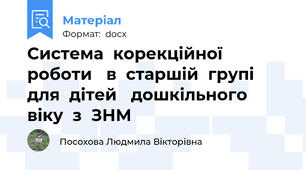 Система  корекційної  роботи   в  старшій  групі  для  дітей   дошкільного  віку  з  ЗНМ