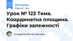 Урок № 123 Тема. Координатна площина. Графіки залежності