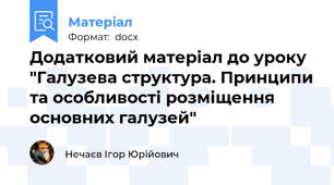 Додатковий матеріал до уроку "Галузева структура. Принципи та особливості розміщення основних галузей"