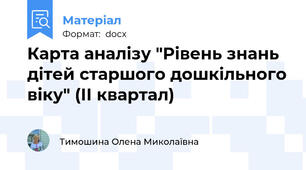 Карта аналізу "Рівень знань дітей старшого дошкільного віку" (ІІ квартал)
