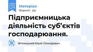 Підприємницька діяльність суб’єктів господарюання.