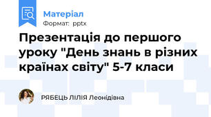 Презентація до першого уроку "День знань в різних країнах світу" 5-7 класи