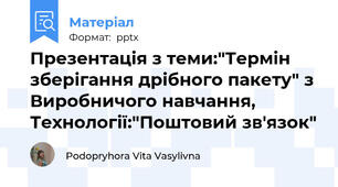 Презентація з теми:"Термін зберігання дрібного пакету" з Виробничого навчання, Технології:"Поштовий зв'язок"
