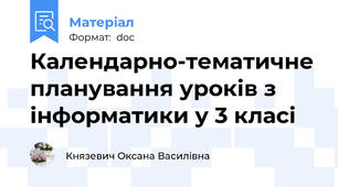 Календарно-тематичне планування уроків з інформатики у 3 класі