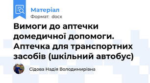 Вимоги до аптечки домедичної допомоги. Аптечка для транспортних засобів (шкільний автобус)