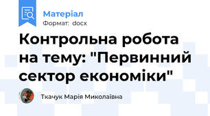 Контрольна робота на тему: "Первинний сектор економіки"