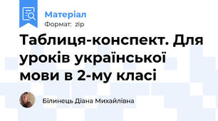 Таблиця-конспект. Для уроків української мови в 2-му класі