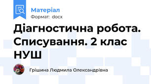 Діагностична робота. Списування. 2 клас НУШ