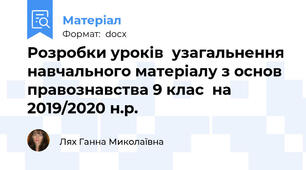 Розробки уроків  узагальнення навчального матеріалу з основ правознавства 9 клас  на 2019/2020 н.р.