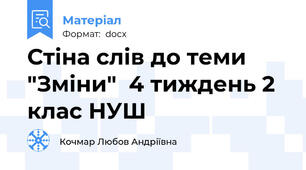 Стіна слів до теми "Зміни"  4 тиждень 2 клас НУШ