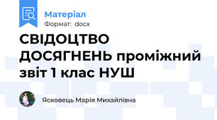 СВІДОЦТВО ДОСЯГНЕНЬ проміжний звіт 1 клас НУШ